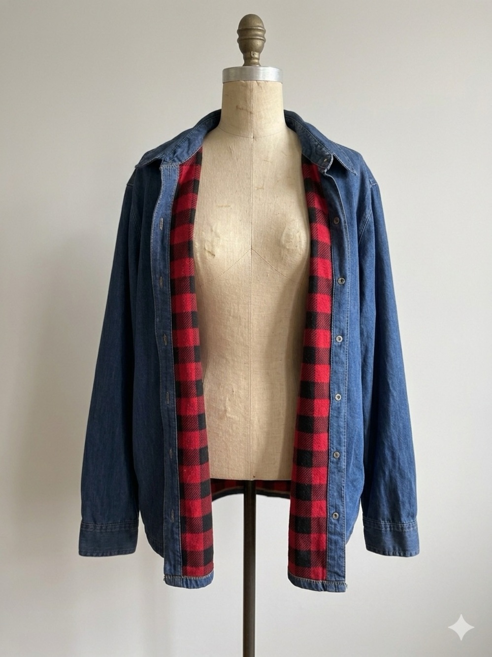 Riders by Lee Flannel Fleece Lined Denim Shirt Jacket Shacket Women's Size XL